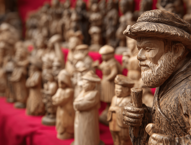 Sculptures sur bois exposées à la Foire de Saint-Ours d'Aoste