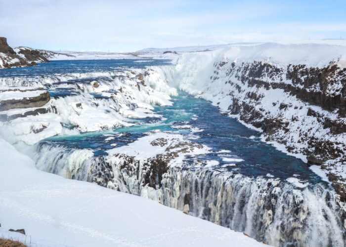 cascades de Gulfoss en hiver en Islande
