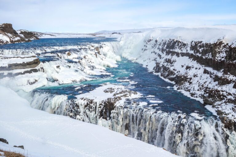 cascades de Gulfoss en hiver en Islande